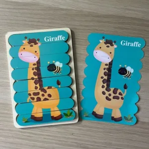 T***a vásárlótól kapott 3D-s fa csíkos rajzfilm puzzle.