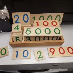 Carte cu numere de lemn primită de la cumpărătorul A****e pentru învățarea matematicii.