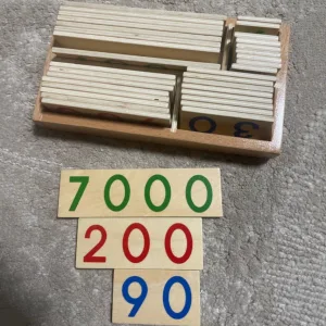 Carte cu Numere din Lemn primită de la cumpărătorul J**n pentru învățarea matematicii.