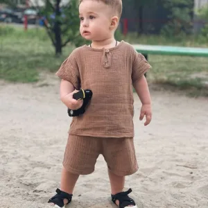 Set de haine pentru copii din bumbac, tricou și pantaloni scurți, primit de la cumpărătorul L*****a.
