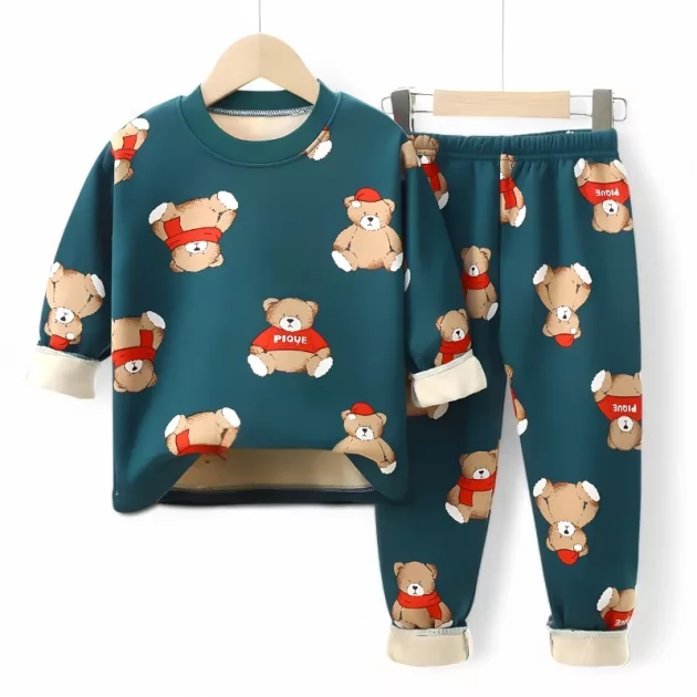 pajama set, winter pajama set, warm pajama set