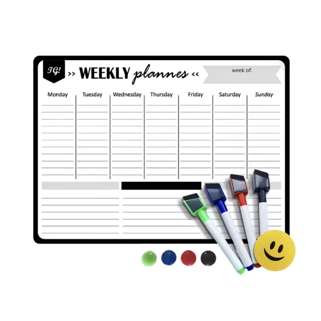 weekly planner, magnetic weekly planner, whiteboard planner, fridge planner
