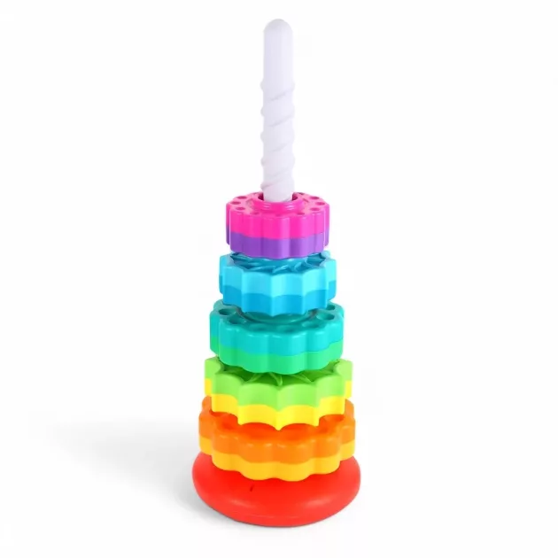 stacking toy, spinning stacking toy rainbow stacking toy