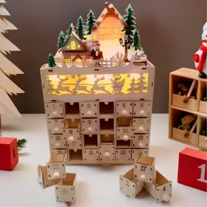 wooden advent calendar, christmas advent calendar, 24 days advent calendar, advent calendar decor, light advent calendar