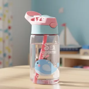 water bottle with straw, drink bottle with straw, clear water bottle with straw, sippy water bottle