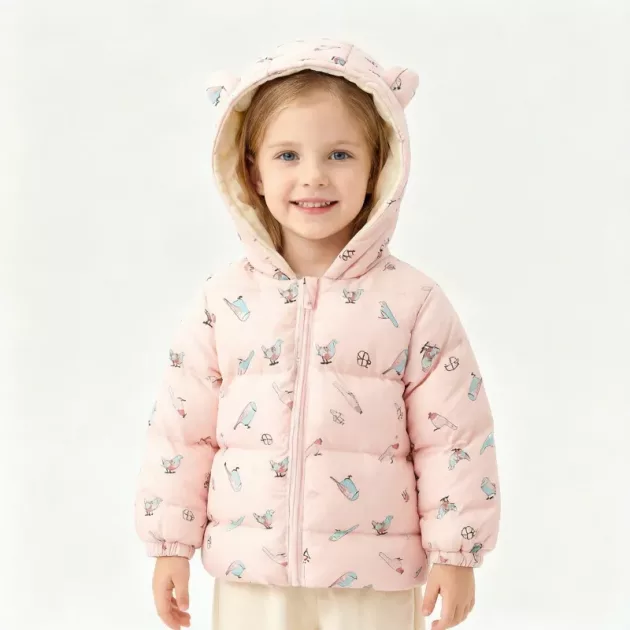 warm jacket, hooded jacket, cute jacket, hooded jacket with ears, hooded puffer jacket