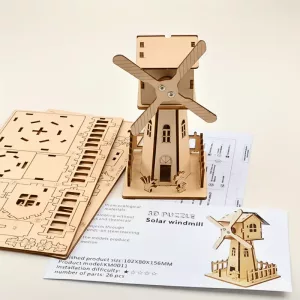 Fa Napelemes Szélmalom 3D Puzzle Oktató Montessori Játék Gyerekeknek