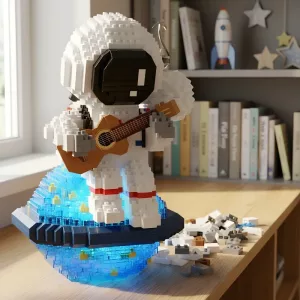 astronaut playing guitar toy, astronaut assembly toy