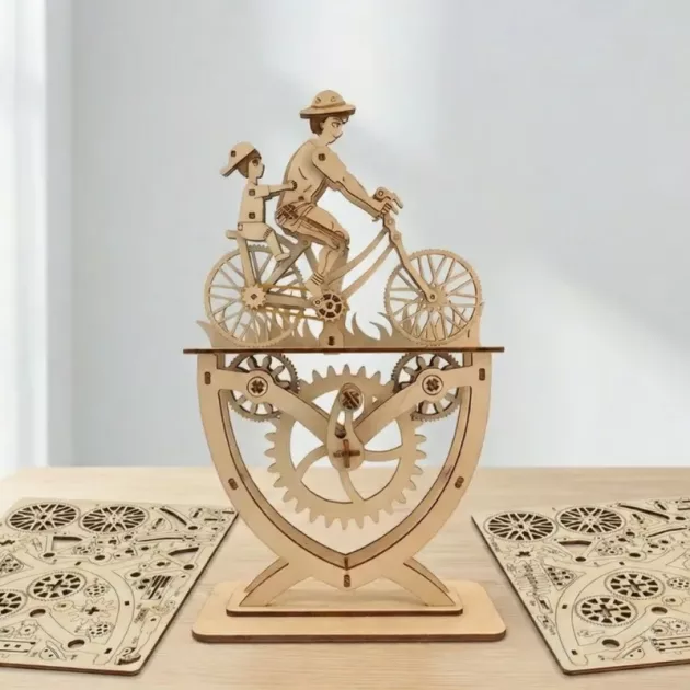 wooden assemble toy, bicycle puzzle