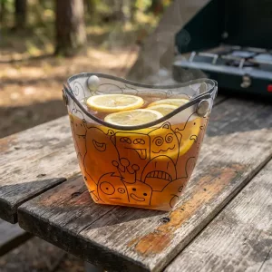 Összehajtható kültéri piknik pattintós tál és felpattanó pohár